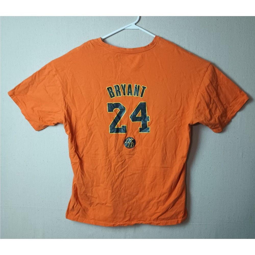 Kobe Bryant #24‎ T-Shirt Orange Los Angles Lakers Size Large Short Sleeve P